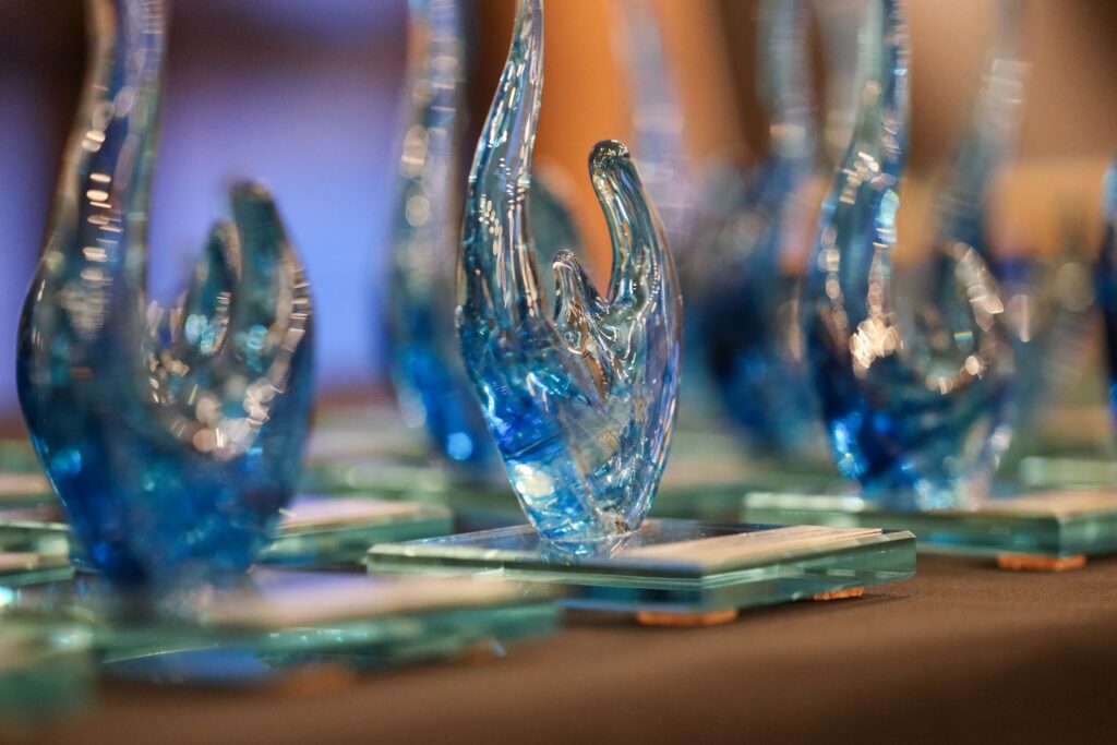 Close up photo of the awards from the 2022 Annual Awards