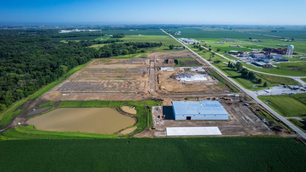 Arial photo of new development land in Ames