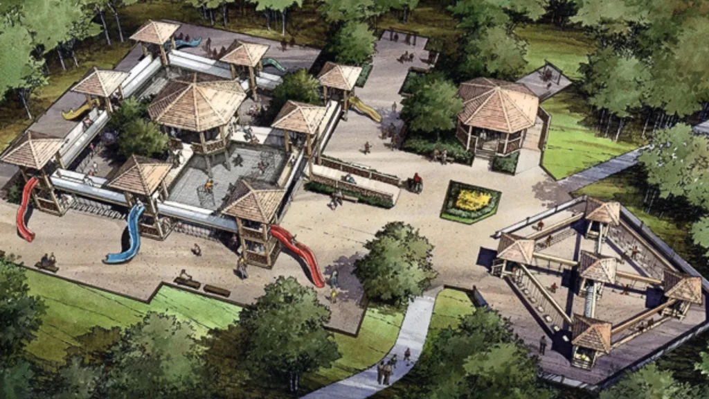 Graphic Rendering of Iowa Arboretum & Garden Tree House Village project