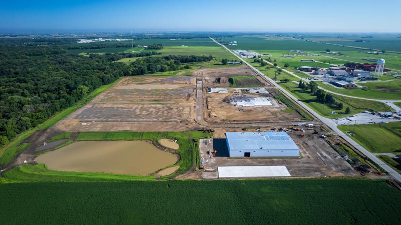 Arial image of North Dayton Industrial Park development in progress