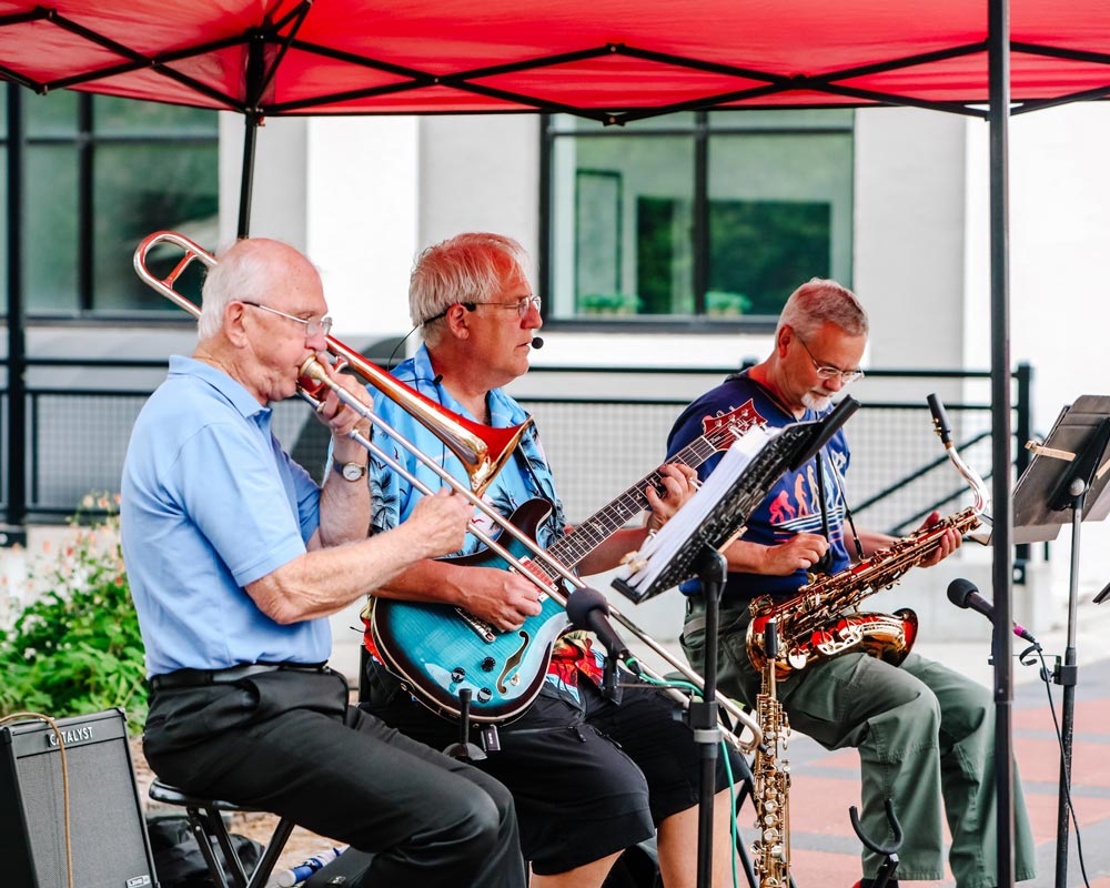 Band playing during Farmers Market