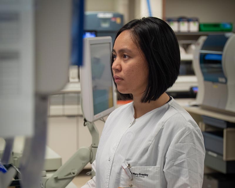 Lab tech working in the lab