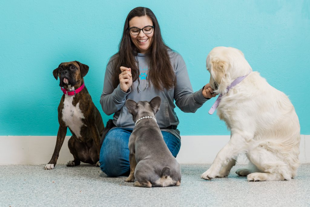 Julianna Starling, Owner of Mrs. Slobberworth's with dogs